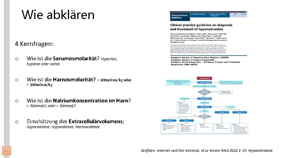 Wie abklären 4 Kernfragen: 11 o Wie ist die Serumosmolarität? Hyperton, o Wie ist