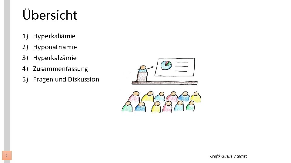 Übersicht 1) 2) 3) 4) 5) 2 Hyperkaliämie Hyponatriämie Hyperkalzämie Zusammenfassung Fragen und Diskussion