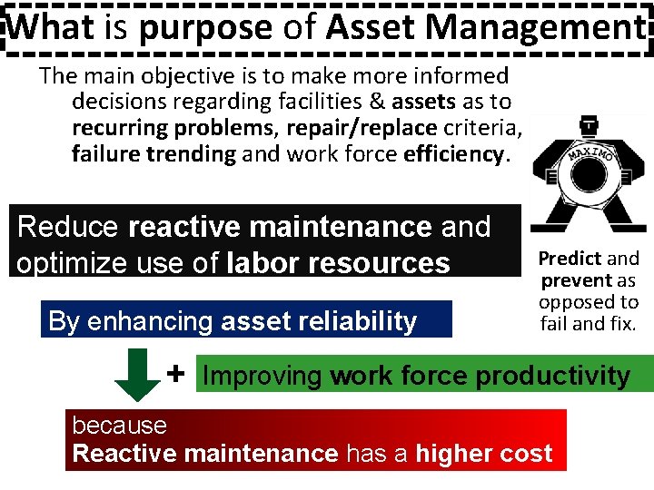 What is purpose of Asset Management The main objective is to make more informed