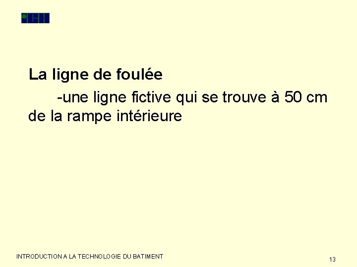 La ligne de foulée -une ligne fictive qui se trouve à 50 cm de