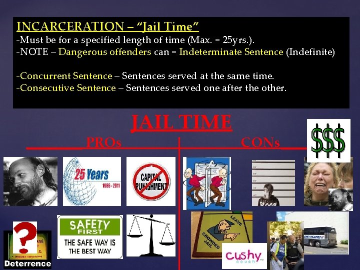 INCARCERATION – “Jail Time” -Must be for a specified length of time (Max. = INCARCERATION – “Jail Time” -Must be for a specified length of time (Max. =