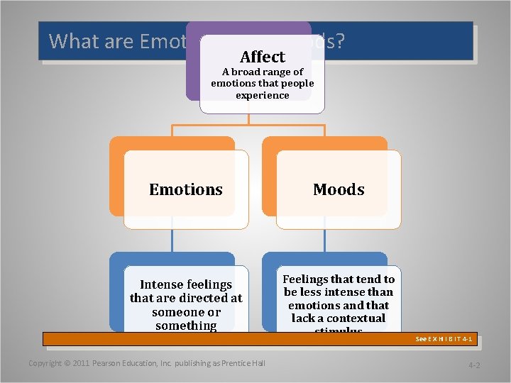 What are Emotions and Moods? Affect A broad range of emotions that people experience