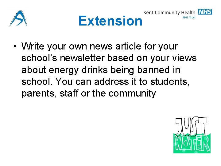 Extension • Write your own news article for your school’s newsletter based on your