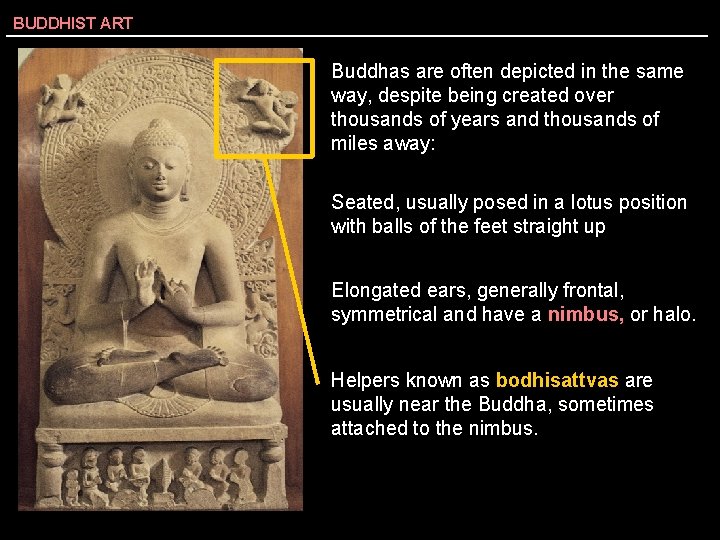 BUDDHIST ART Buddhas are often depicted in the same way, despite being created over