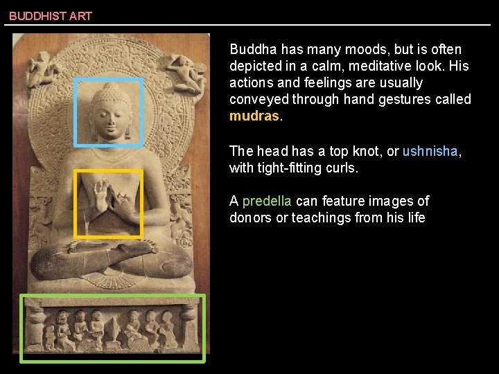 BUDDHIST ART Buddha has many moods, but is often depicted in a calm, meditative