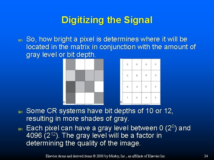 Digitizing the Signal So, how bright a pixel is determines where it will be