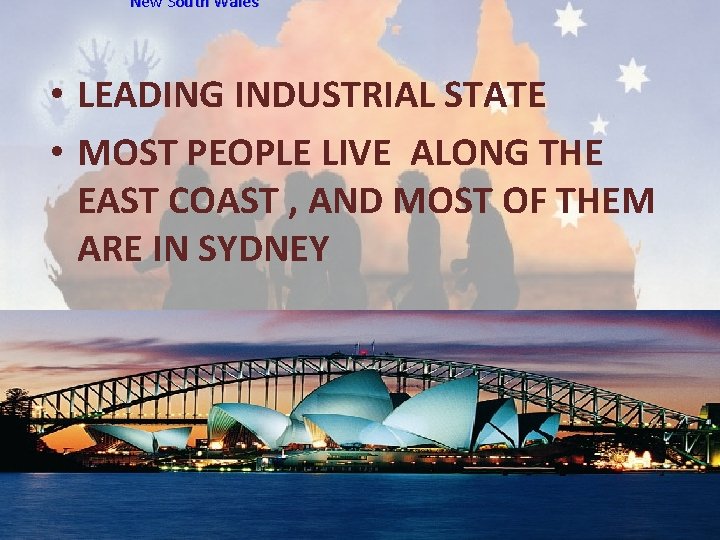New South Wales • LEADING INDUSTRIAL STATE • MOST PEOPLE LIVE ALONG THE EAST