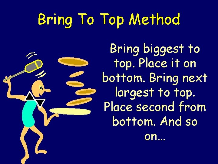 Bring To Top Method Bring biggest to top. Place it on bottom. Bring next