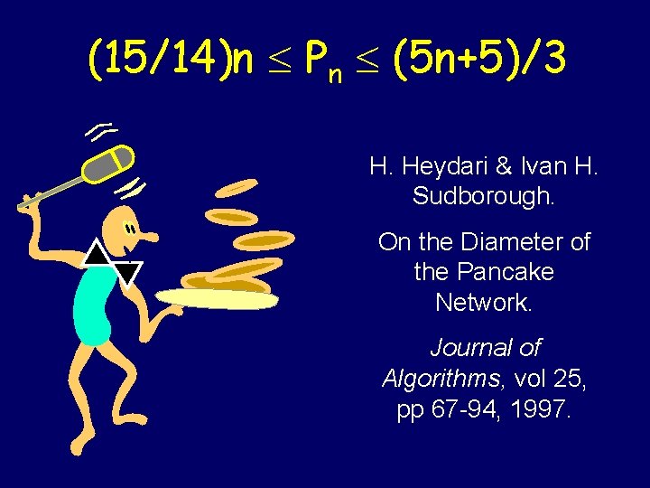 (15/14)n Pn (5 n+5)/3 H. Heydari & Ivan H. Sudborough. On the Diameter of
