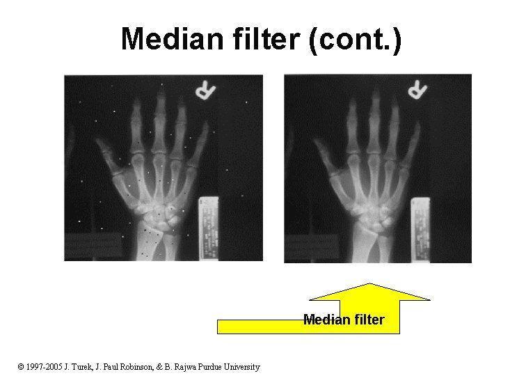 Median filter (cont. ) + Median filter © 1997 -2005 J. Turek, J. Paul