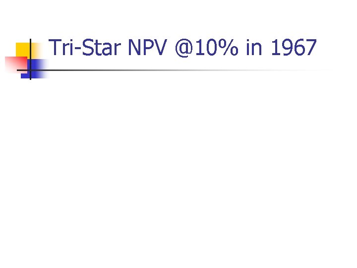 Tri-Star NPV @10% in 1967 
