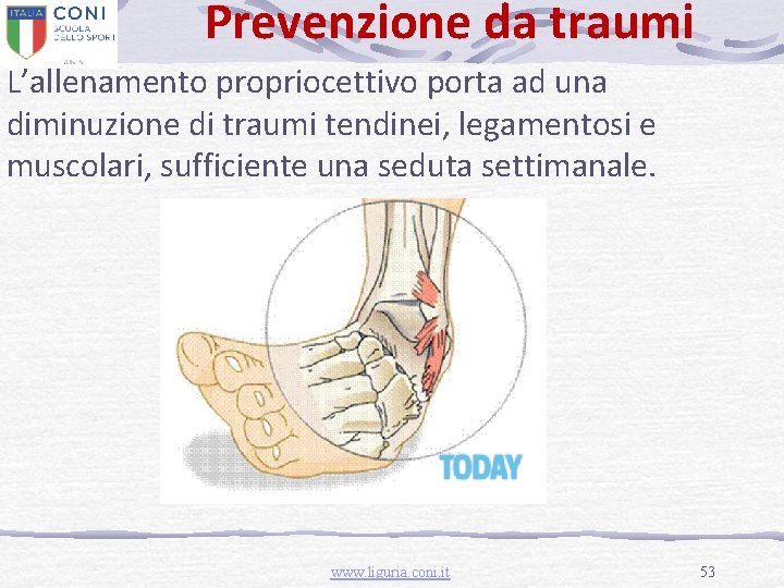 Prevenzione da traumi L’allenamento propriocettivo porta ad una diminuzione di traumi tendinei, legamentosi e