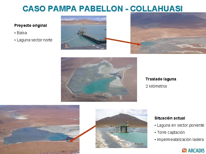 CASO PAMPA PABELLON - COLLAHUASI Proyecto original • Balsa • Laguna sector norte Traslado