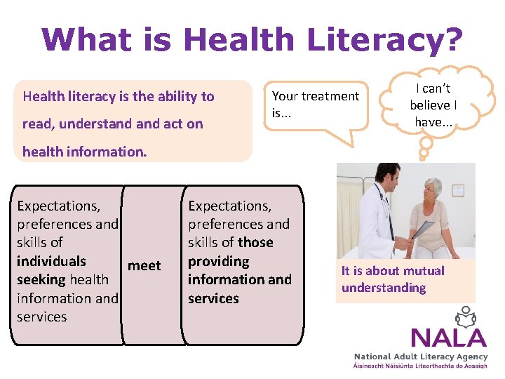 What is Health Literacy? Health literacy is the ability to read, understand act on