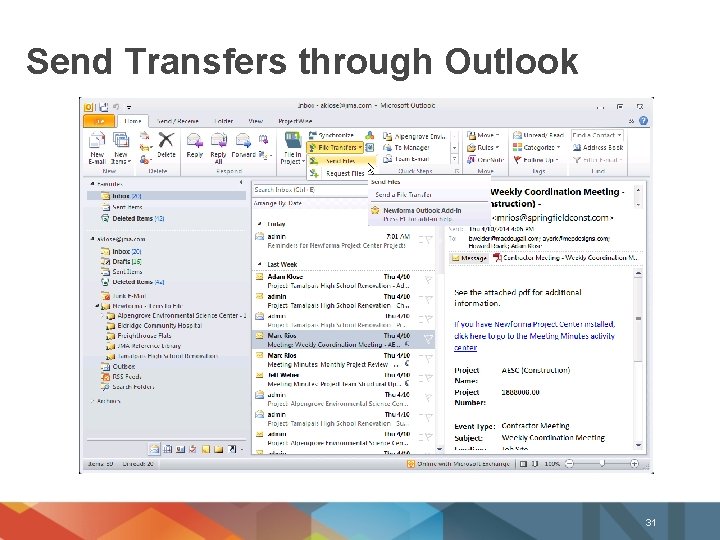Send Transfers through Outlook 31 