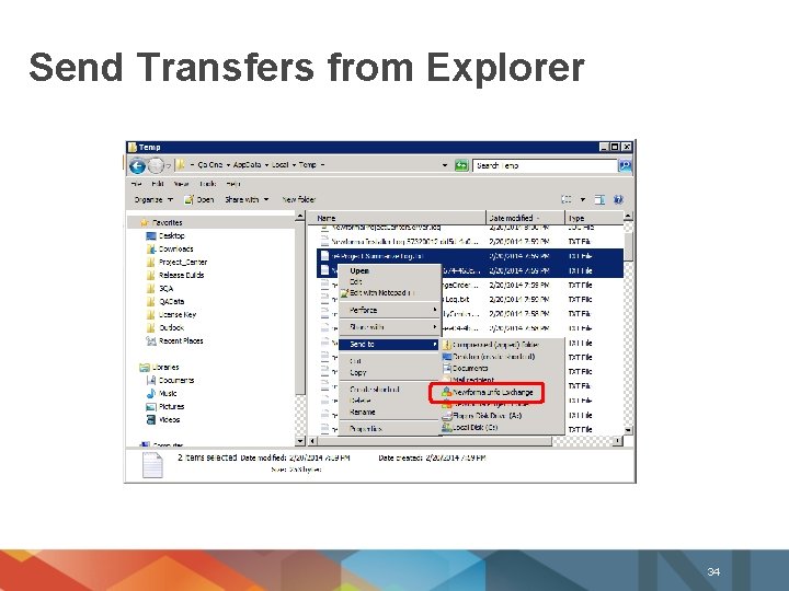 Send Transfers from Explorer 34 