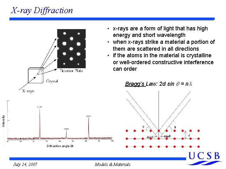 X-ray Diffraction • x-rays are a form of light that has high energy and X-ray Diffraction • x-rays are a form of light that has high energy and