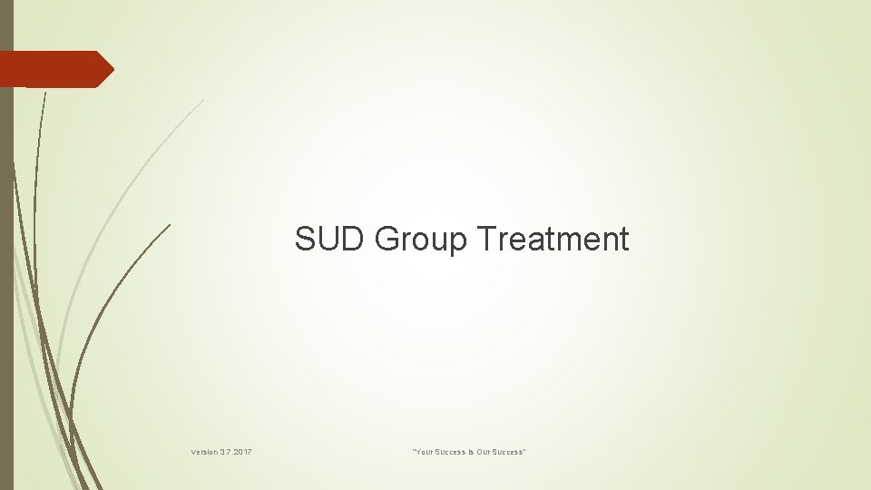 SUD Group Treatment version 3. 7. 2017 "Your Success is Our Success" 