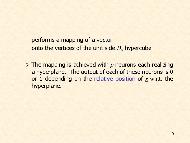 performs a mapping of a vector onto the vertices of the unit side Hp performs a mapping of a vector onto the vertices of the unit side Hp