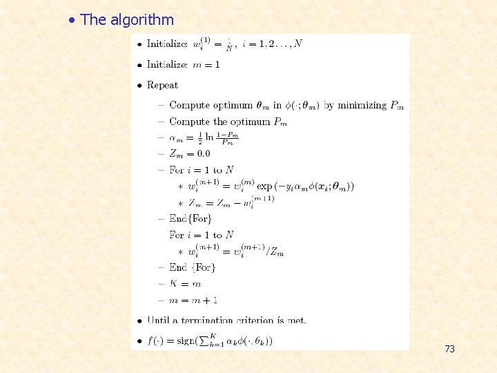 • The algorithm 73   • The algorithm 73