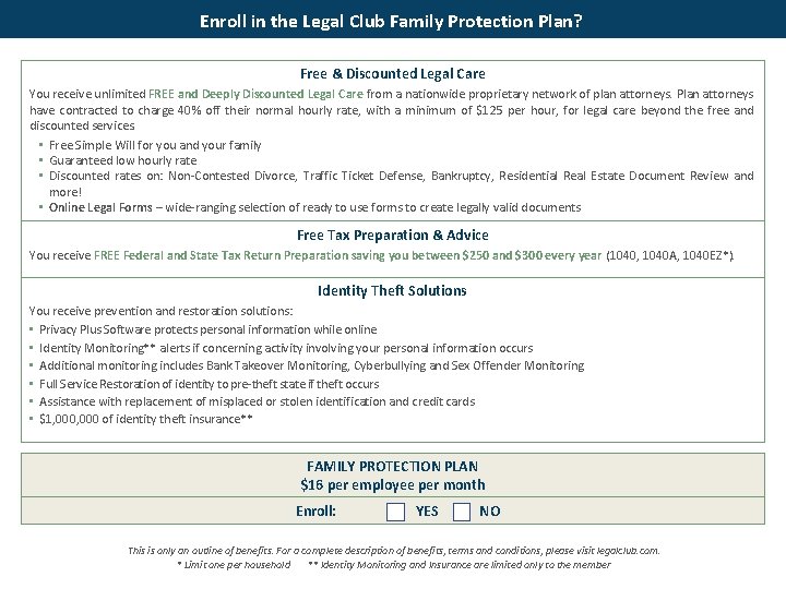 Enroll in the Legal Club Family Protection Plan? Free & Discounted Legal Care You