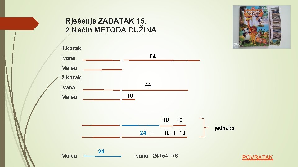 Rješenje ZADATAK 15. 2. Način METODA DUŽINA 1. korak 54 Ivana Matea 2. korak