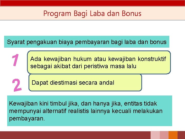 Program Bagi Laba dan Bonus Syarat pengakuan biaya pembayaran bagi laba dan bonus 1