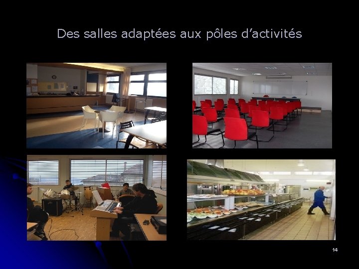 Des salles adaptées aux pôles d’activités 14 