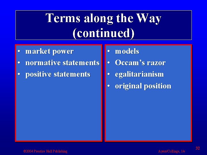 Terms along the Way (continued) • • • market power normative statements positive statements