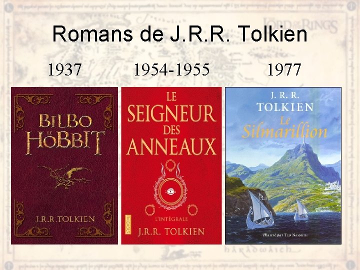 Romans de J. R. R. Tolkien 1937 1954 -1955 1977 
