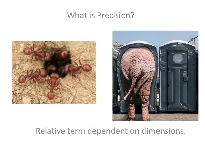 What is Precision? Relative term dependent on dimensions. 