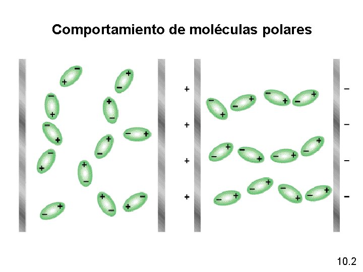 Comportamiento de moléculas polares 10. 2 Comportamiento de moléculas polares 10. 2