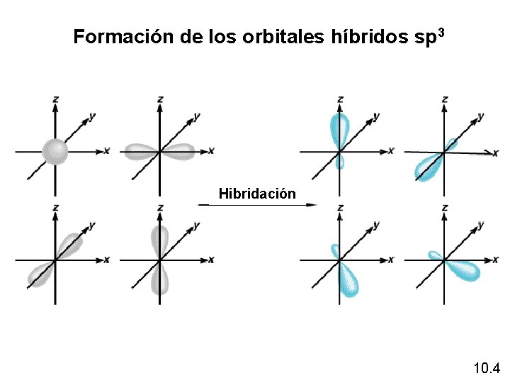 Formación de los orbitales híbridos sp 3 Hibridación 10. 4 Formación de los orbitales híbridos sp 3 Hibridación 10. 4