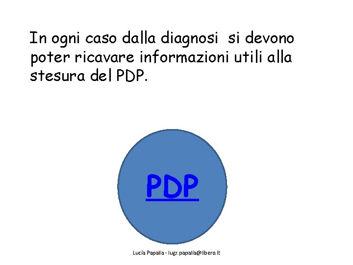 In ogni caso dalla diagnosi si devono poter ricavare informazioni utili alla stesura del