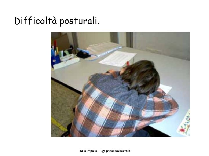 Difficoltà posturali. Lucia Papalia - lugr. papalia@libero. it 