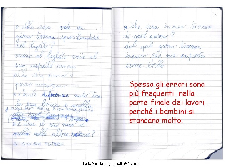 Spesso gli errori sono più frequenti nella parte finale dei lavori perché i bambini