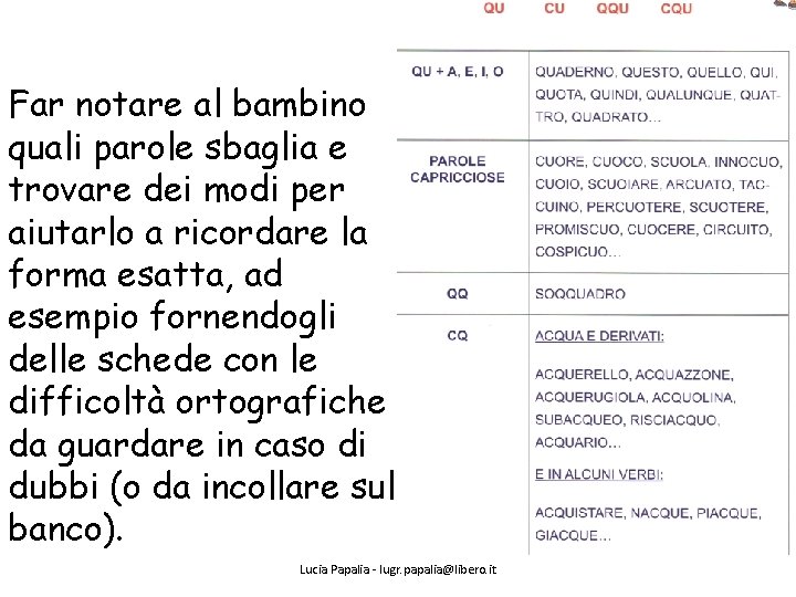 Far notare al bambino quali parole sbaglia e trovare dei modi per aiutarlo a