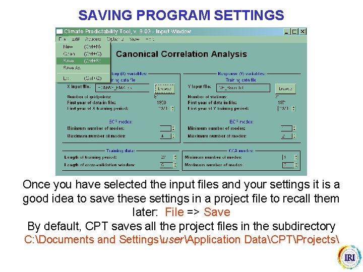 SAVING PROGRAM SETTINGS Once you have selected the input files and your settings it