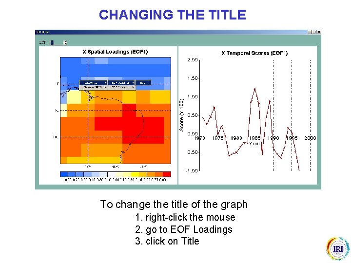 CHANGING THE TITLE To change the title of the graph 1. right-click the mouse