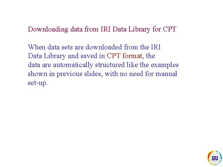 Downloading data from IRI Data Library for CPT When data sets are downloaded from