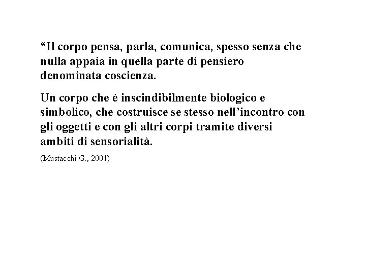 “Il corpo pensa, parla, comunica, spesso senza che nulla appaia in quella parte di