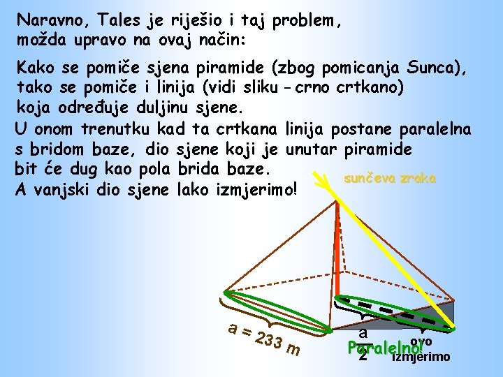 Naravno, Tales je riješio i taj problem, možda upravo na ovaj način: Kako se