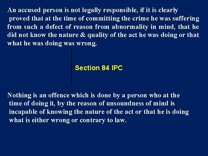 An accused person is not legally responsible, if it is clearly proved that at