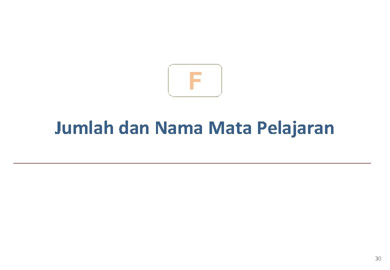 F Jumlah dan Nama Mata Pelajaran 30 