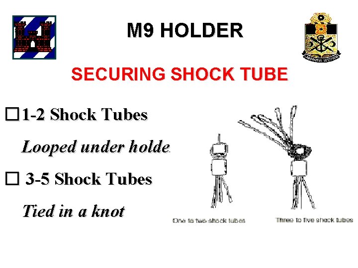 M 9 HOLDER SECURING SHOCK TUBE � 1 -2 Shock Tubes Looped under holder