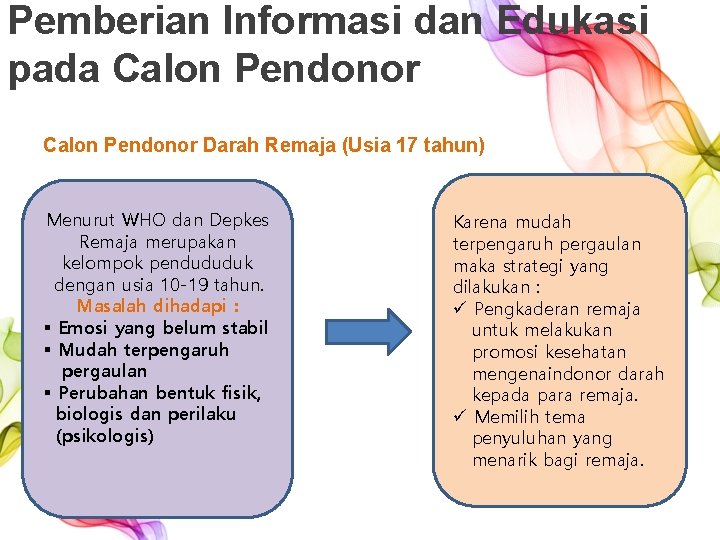 Pemberian Informasi dan Edukasi pada Calon Pendonor Darah Remaja (Usia 17 tahun) Menurut WHO