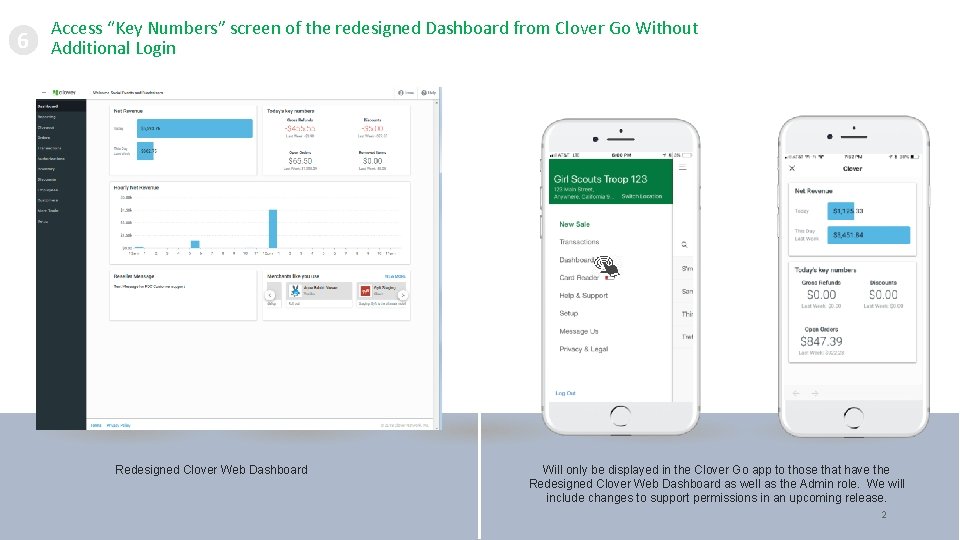 6 Access “Key Numbers” screen of the redesigned Dashboard from Clover Go Without Additional