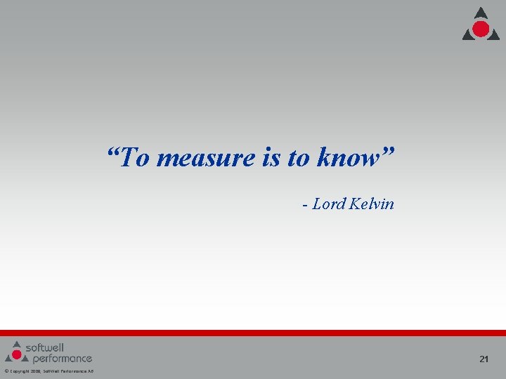 “To measure is to know” - Lord Kelvin 21 © Copyright 2008, Soft. Well “To measure is to know” - Lord Kelvin 21 © Copyright 2008, Soft. Well