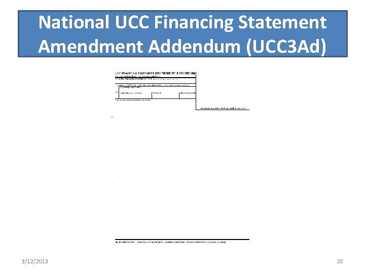 National UCC Financing Statement Amendment Addendum (UCC 3 Ad) 3/12/2013 28 
