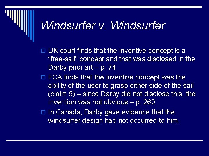 Windsurfer v. Windsurfer o UK court finds that the inventive concept is a “free-sail”